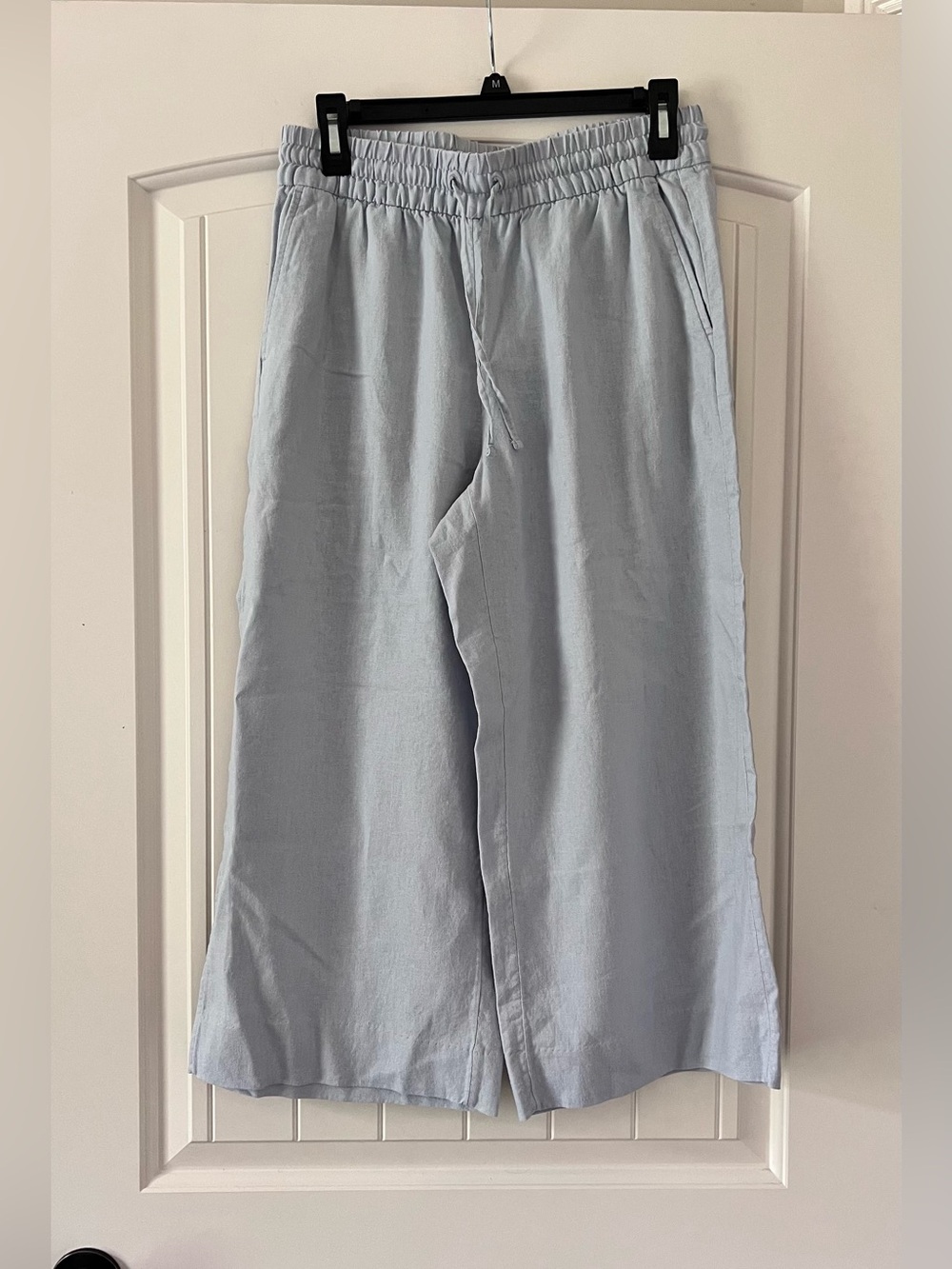 Banana Republic Linen Blend Wide Leg Crop Pant Causal Pull On Relaxed Comfort